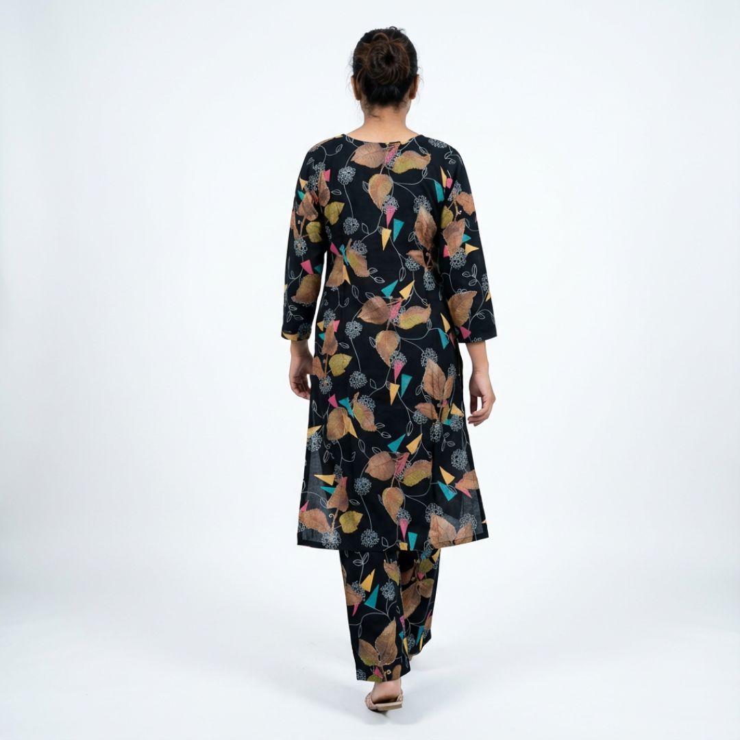 Blueverra Women’s Black Floral Printed Co-ord Set
