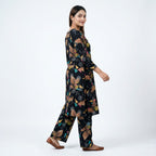Blueverra Women’s Black Floral Printed Co-ord Set