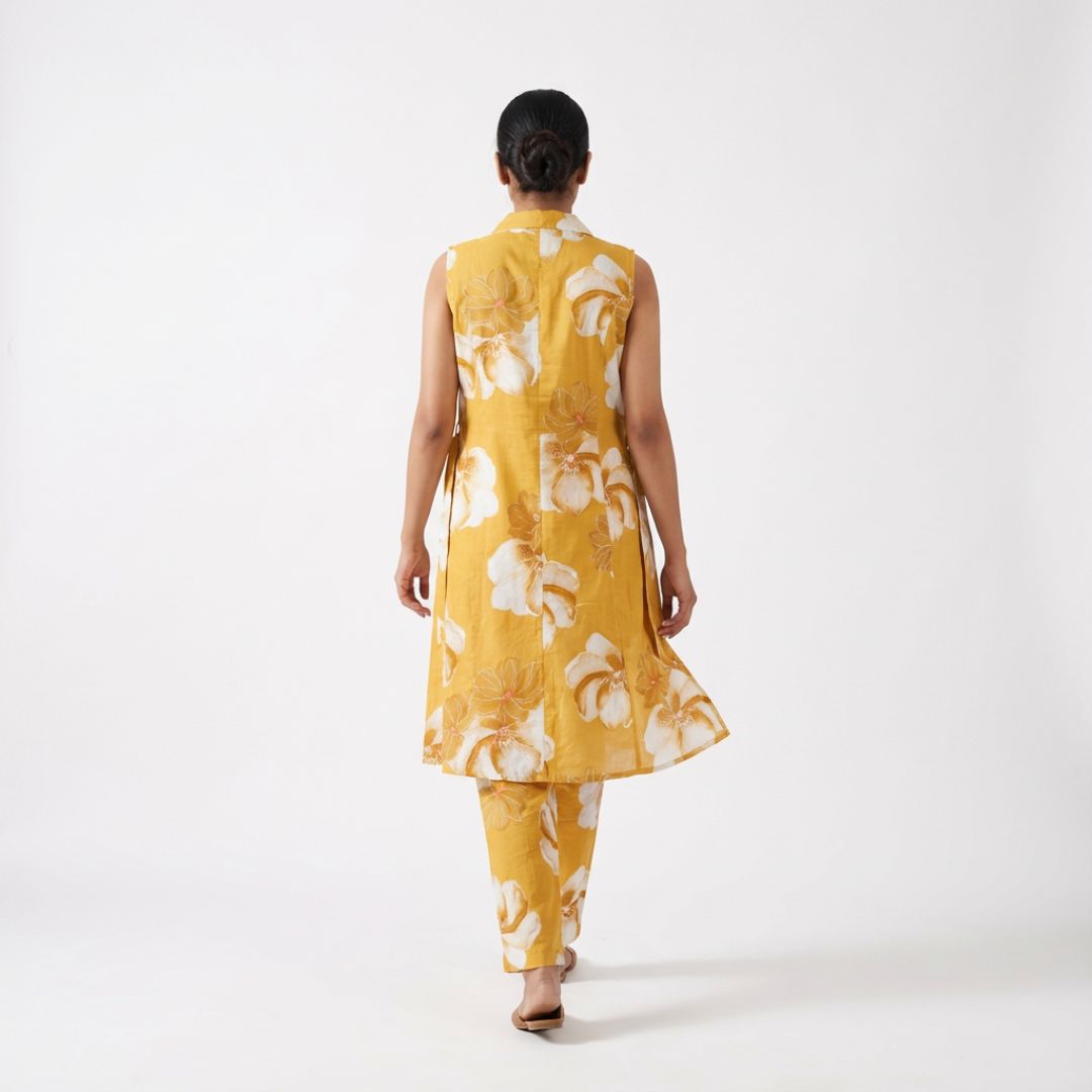 Blueverra Women’s Floral Printed Yellow Co-ord Set
