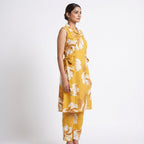 Blueverra Women’s Floral Printed Yellow Co-ord Set