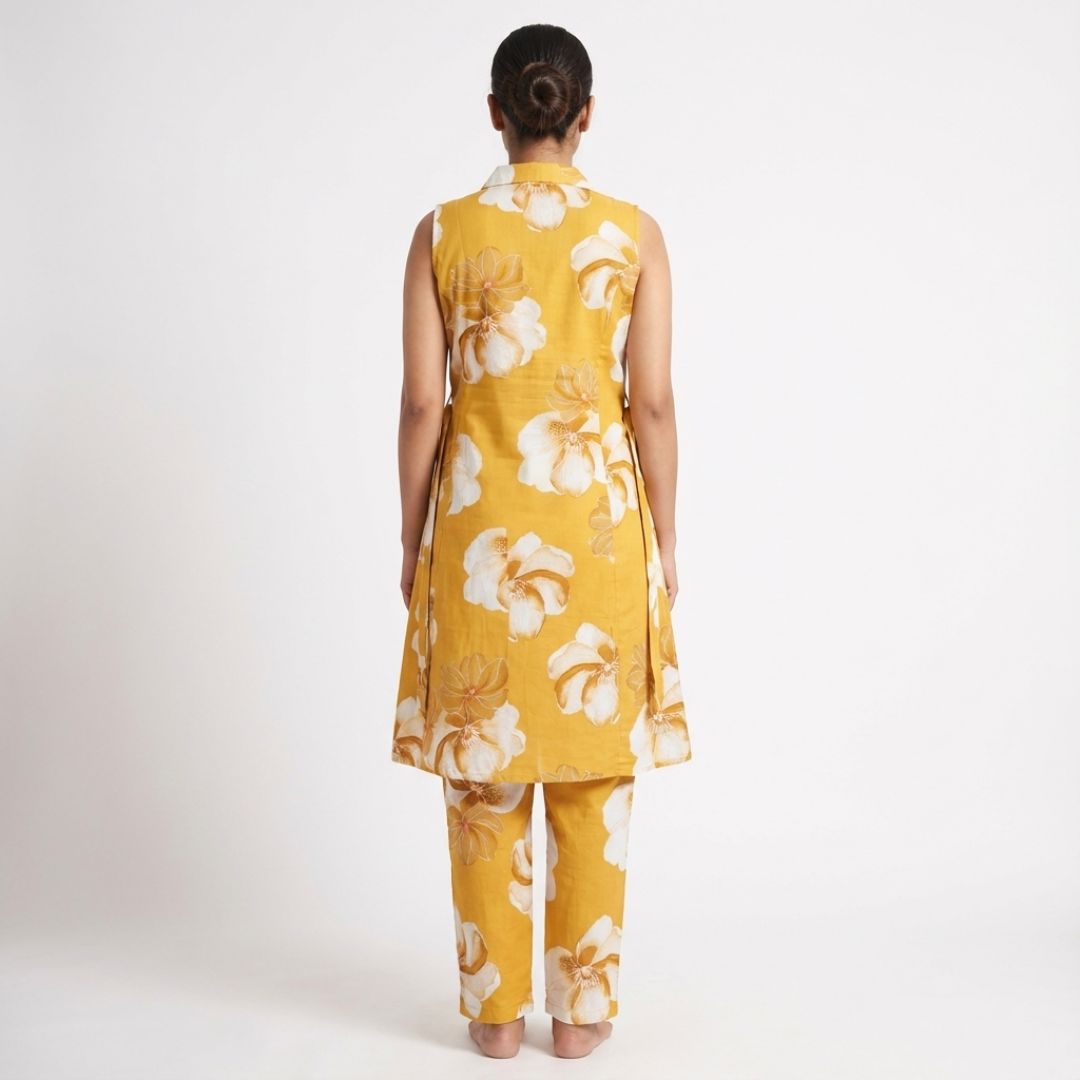 Blueverra Women’s Floral Printed Yellow Co-ord Set