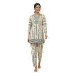 Serene Grey Bamboo Print Cotton Co-ord Set