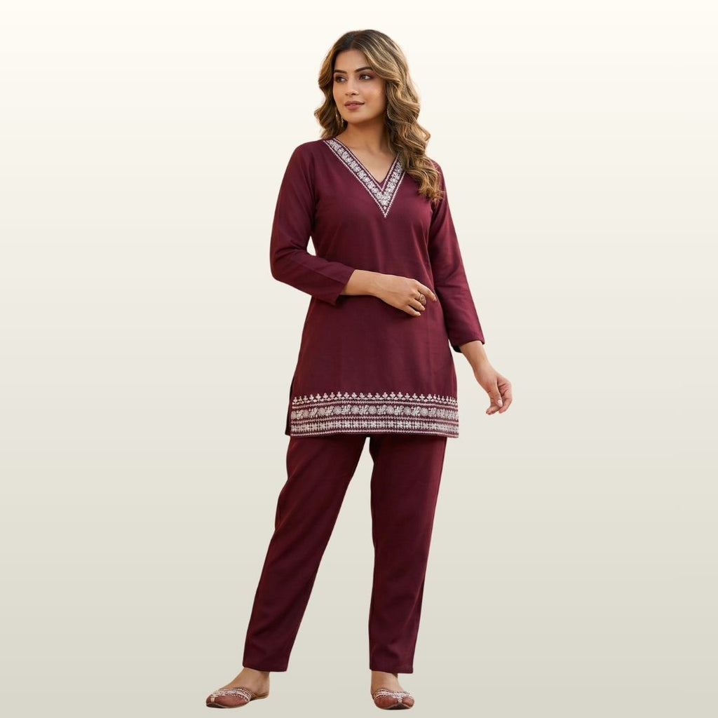 Imported Soft Deep Wine Co-ord Set