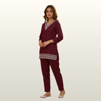 Imported Soft Deep Wine Co-ord Set