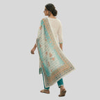 Elegant Teal & White Floral Digital Print Georgette Salwar Suit