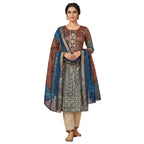 Elegant Rust & Blue Ombre Art Silk Suit Set