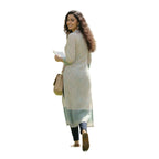 Ethereal Floral Print Shimmer Jacquard Kurti