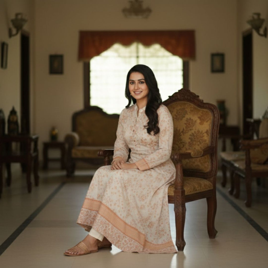 Ethereal Shimmer Jacquard Kurti