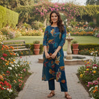 Indigo Floral Modal Kurti