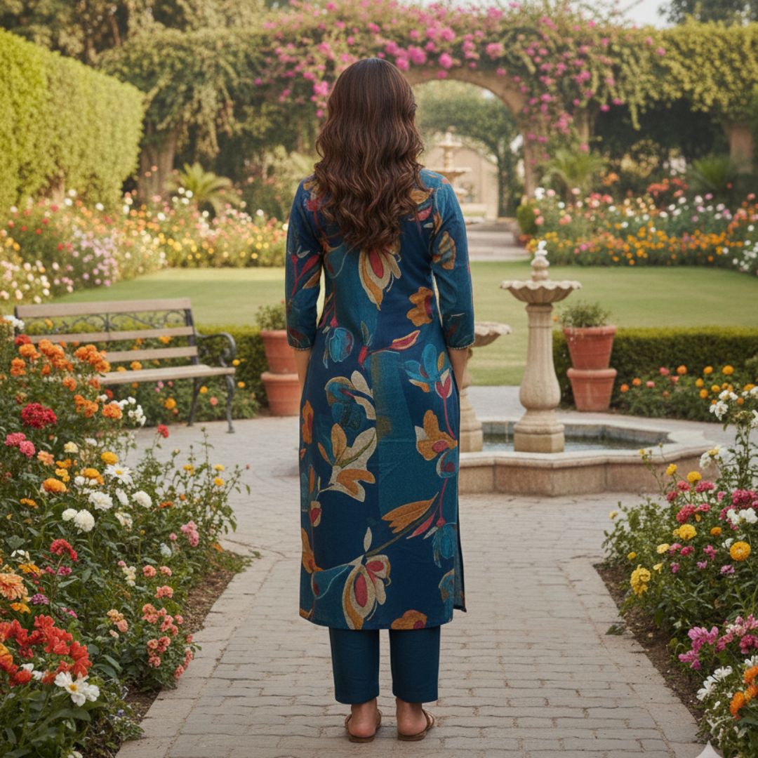 Indigo Floral Modal Kurti