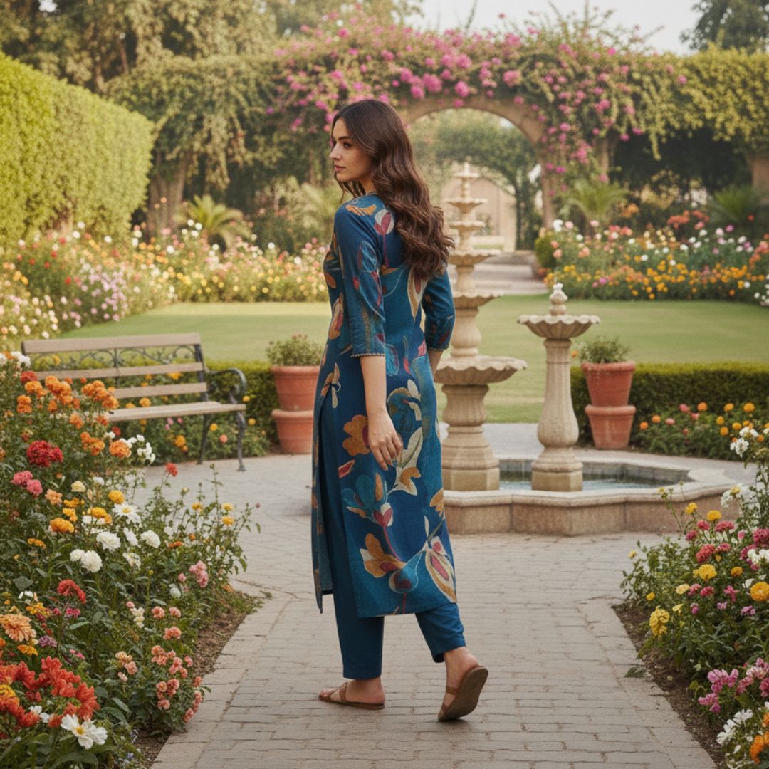 Indigo Floral Modal Kurti