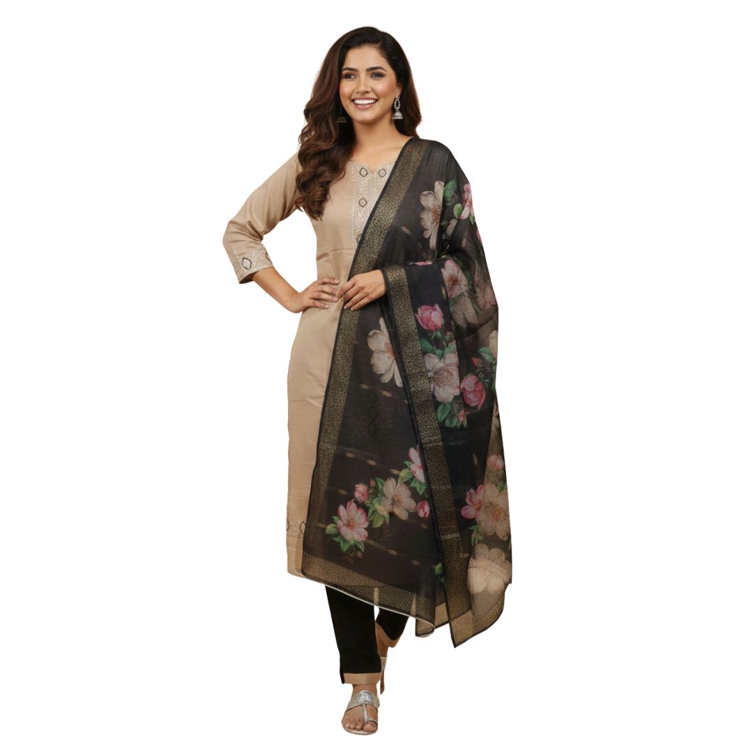 Roman Silk Coffee Color Suit Set