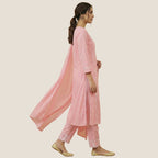 Baby Pink Lucknowi Chikankari 3-Piece Suit Set